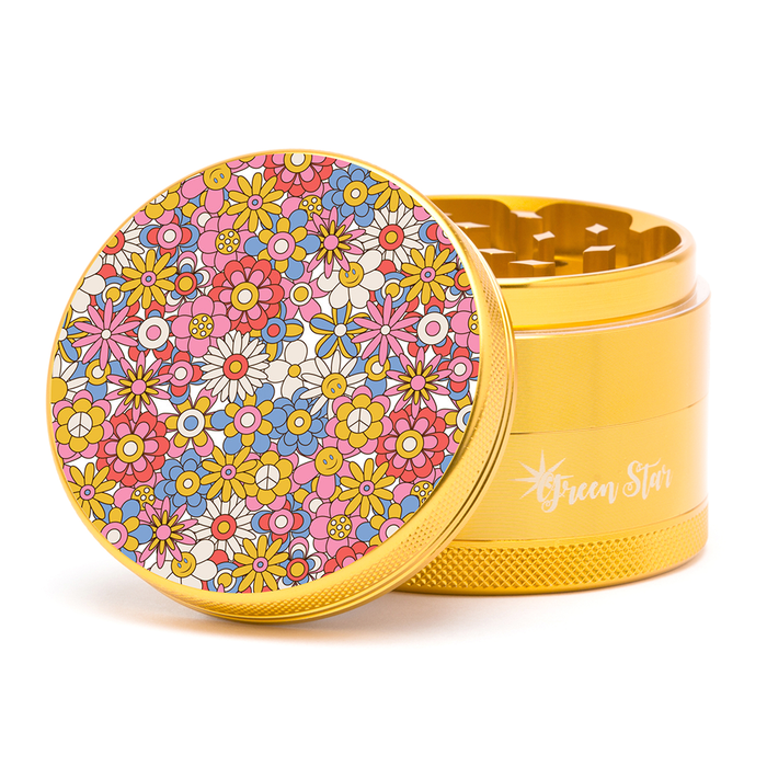 Green Star | 2.5" (63mm) Herb Grinder - Retro Flowers