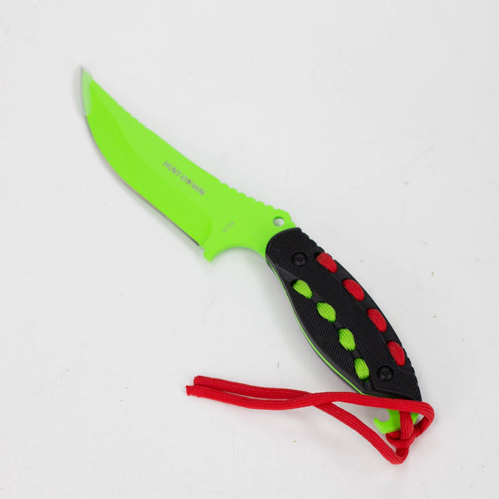 Hunt-Down | 8" Light Green Hunting Knife With Black Handle and Green Red paracord [9759]