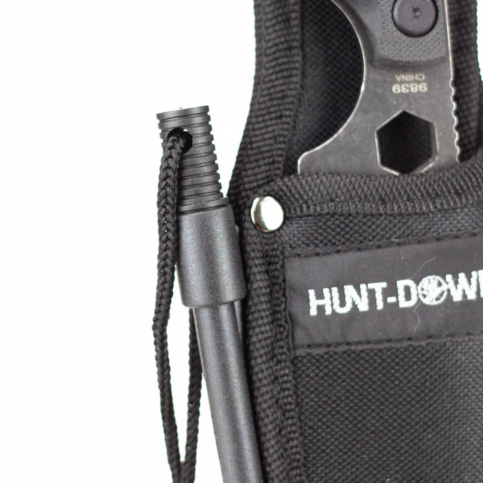 Hunt-Down | 9.5" Stonewashed Fixed Blade Full Tang Tactical Knife Sheath & Wrench [9839]