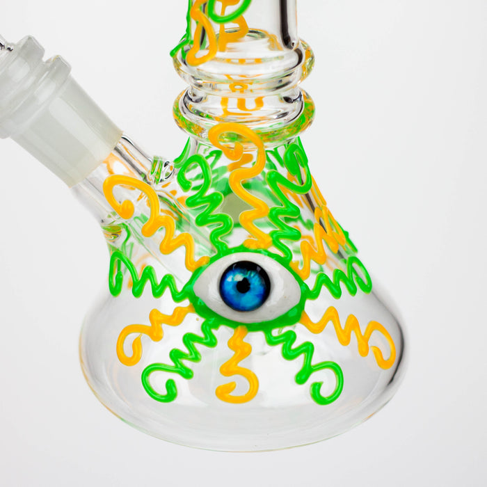 8" Glow in the dark Glass Bong With Eye Design [BH090]