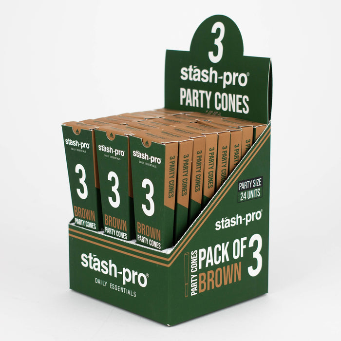 Stash-Pro | Unbleached (Brown)  Party Pack 3 Cones box of 24