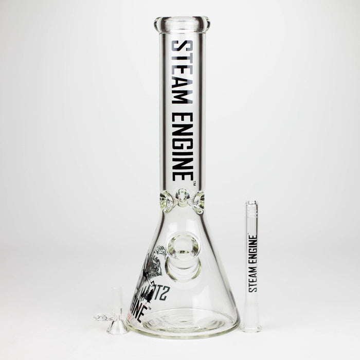 Steam Engine™ | 14 Inch 7mm glass bong with stickers by golden crown