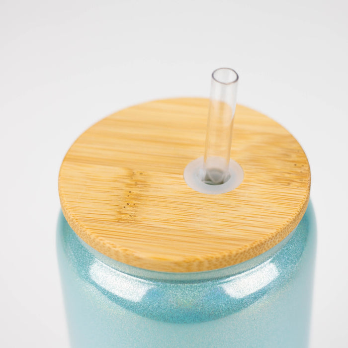 TRIM QUEEN | GOOD VIBES GLASS TUMBLER WITH LID AND STRAW