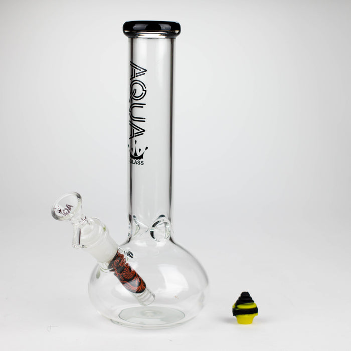 AQUA | 10" Round glass water bong with silicone cap [AQUA201]