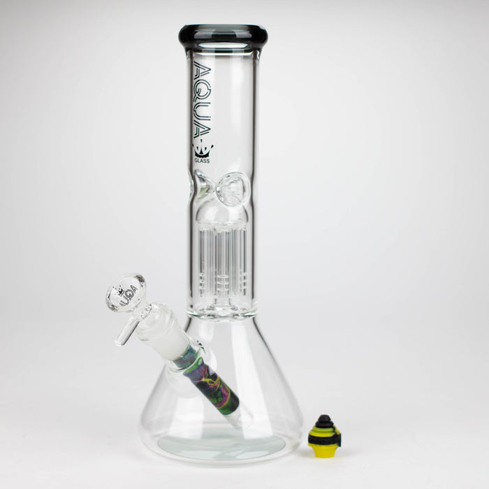 AQUA | 10.5" Single tree arm glass water bong with silicone cap [AQUA202]