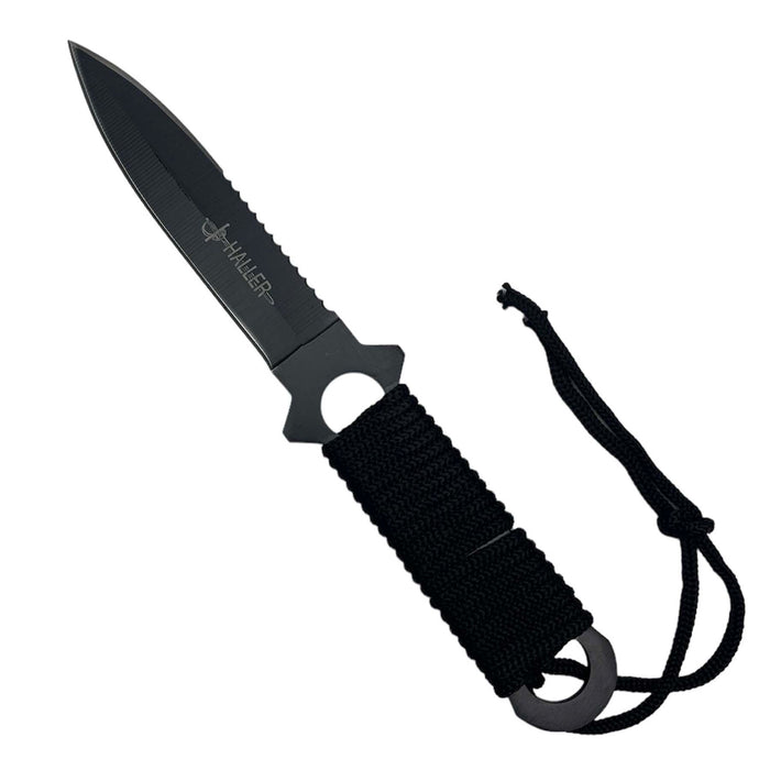 8-1/2" Full Tang Fixed Black Straight Blade Hunting Knives With ABS Case