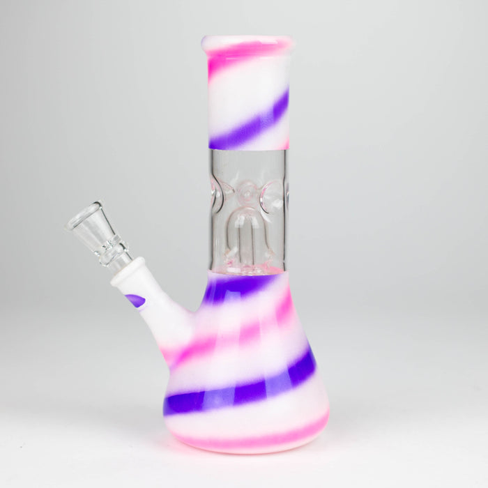 8" Blue n Mauve Strips Dome Percolator Bong