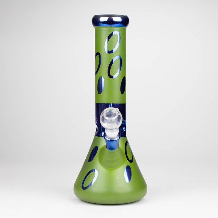 12" Green Base Blue Rings Glass Water Bong