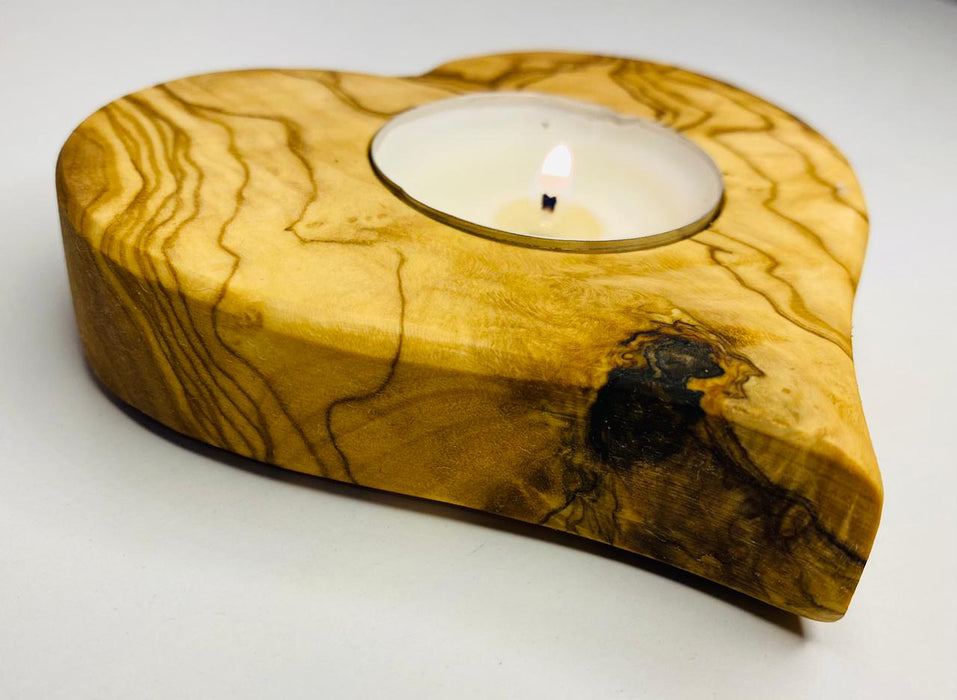 Olive wood Heart candle holder_6