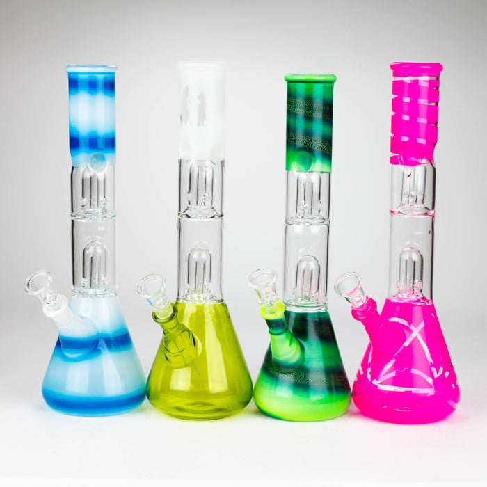 12" Double Dome Percolator glass bong-Assorted designs