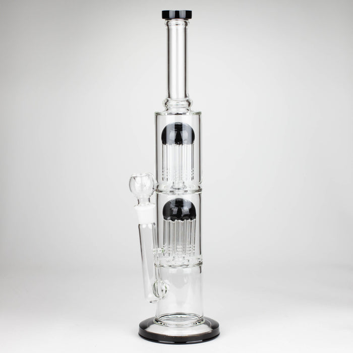 16" Color accented double percolator glass bong