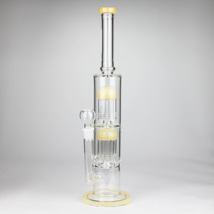 16" Color accented double percolator glass bong