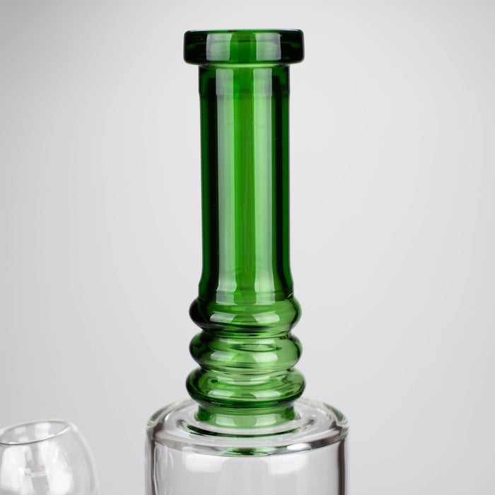 14" Color accented percolator glass bong with ball & Arm diffuser