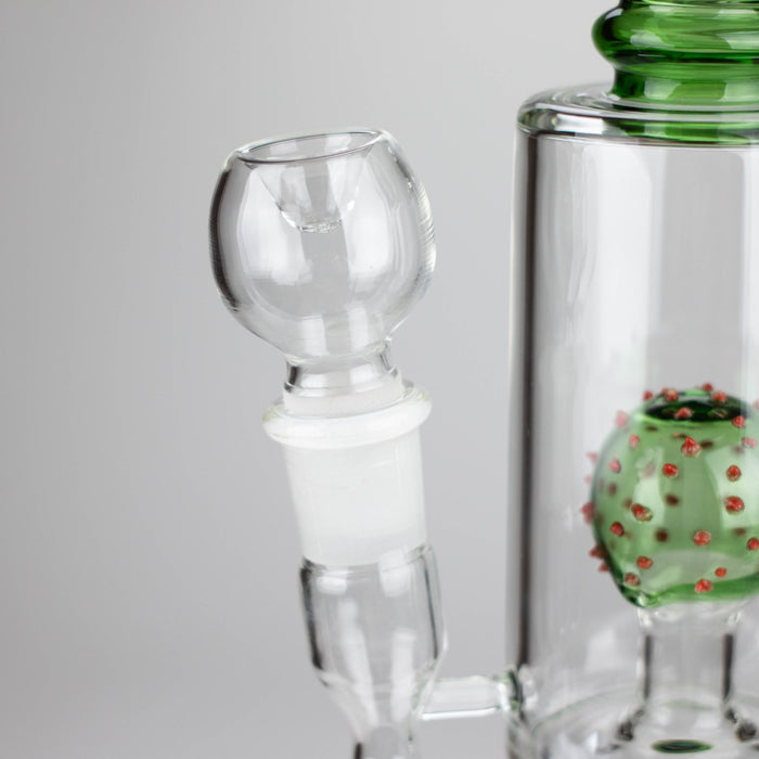 14" Color accented percolator glass bong with ball & Arm diffuser