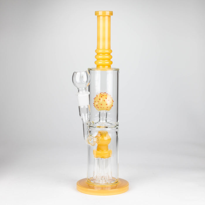 14" Color accented percolator glass bong with ball & Arm diffuser