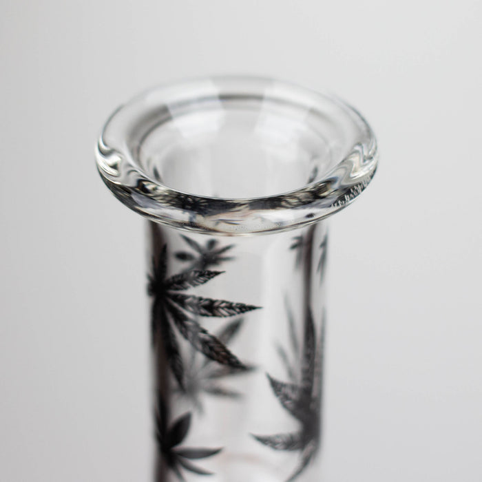 11" Rourd Shape Glass Bong With Leaf Design