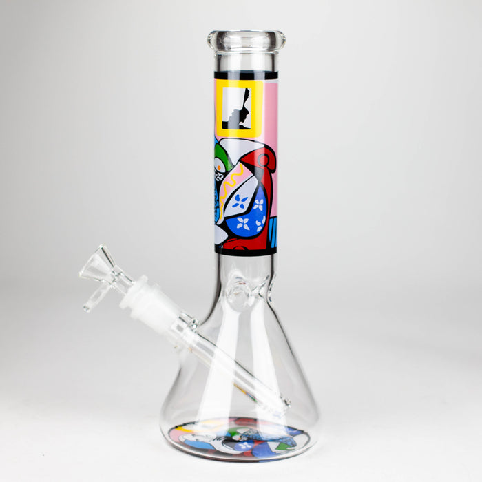 10" Glass Bong With Abstract Art Design