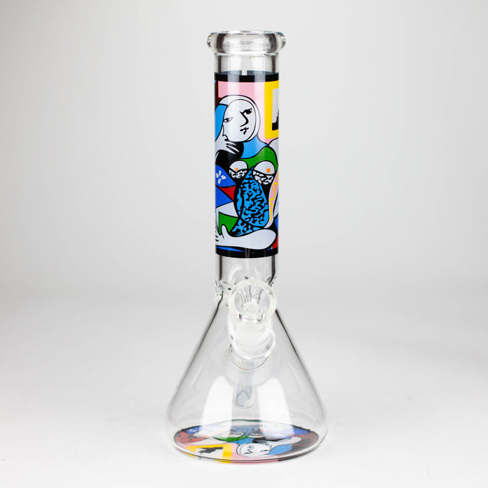 10" Glass Bong With Abstract Art Design