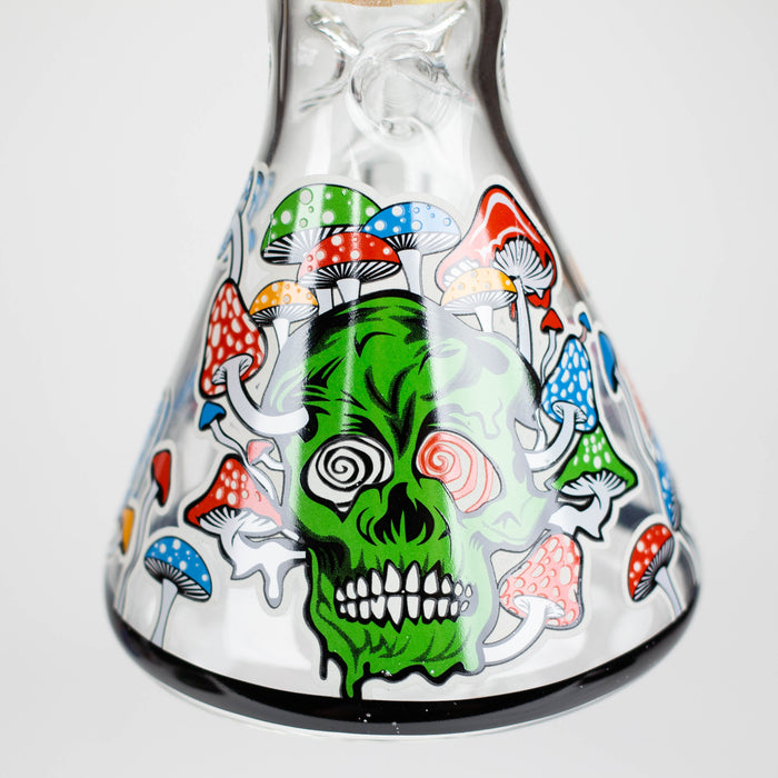 10" Glow in the dark Glass Bong With  Mushroom Skull  Design