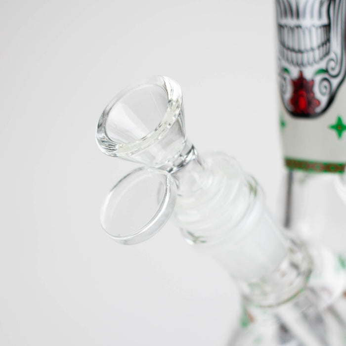 10" Glass Bong With Sugar Skull  Design