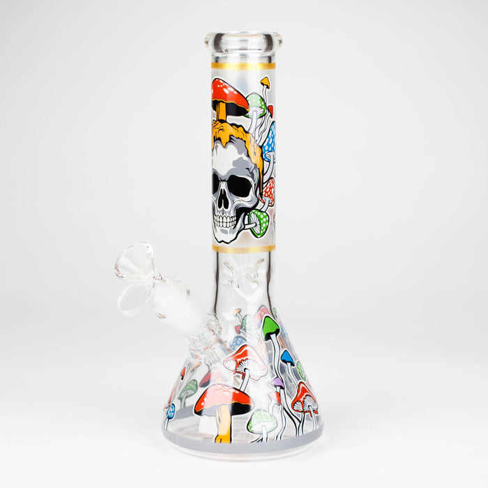 10" Glow in the dark Glass Bong With  Mushroom Skull  Design