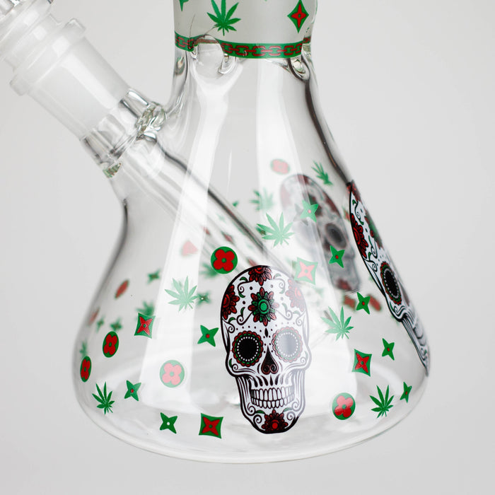 10" Glass Bong With Sugar Skull  Design