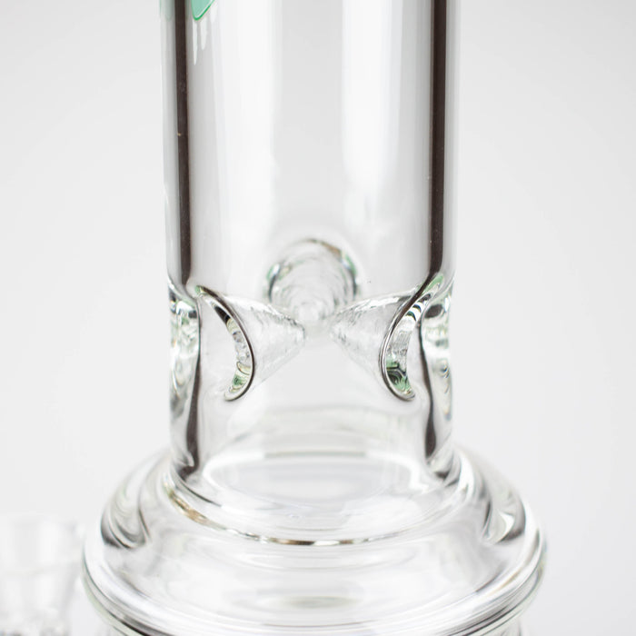 H2O | 18" 7mm glass bong with double layer honeycomb [H2O-5015]