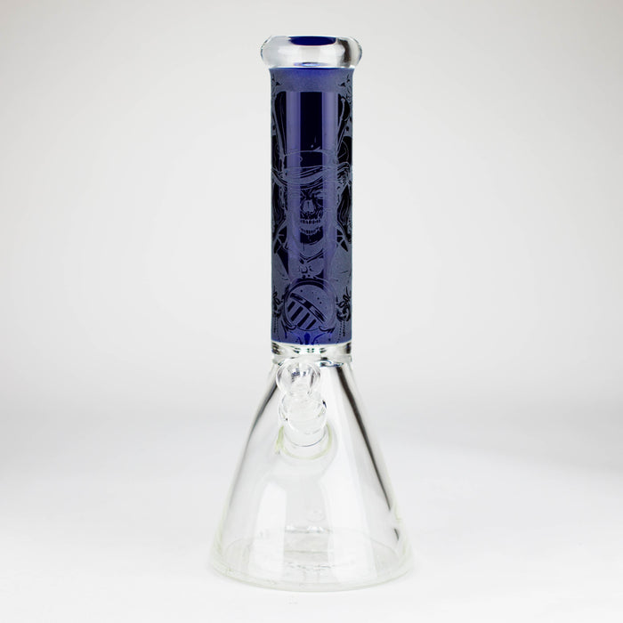 14" High Quality engraved Beaker Glass Bong  [C2664-3]