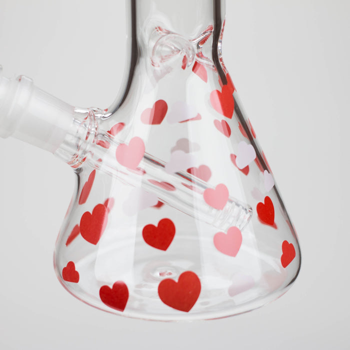 10" Glass Bong With Happy Valentine's Day Design