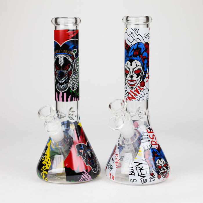 10" Glass Bong With Clown Design