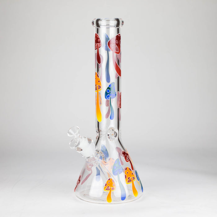 14" 7 mm Glass Bong With Magic Mushroom Design