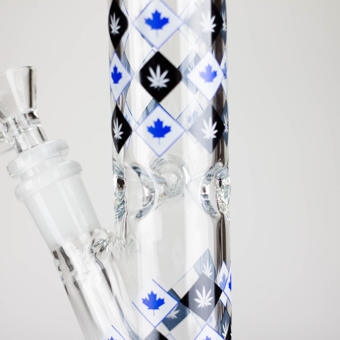 10" Color accented Staight Tube Glass Bong With Maple Leaf Design