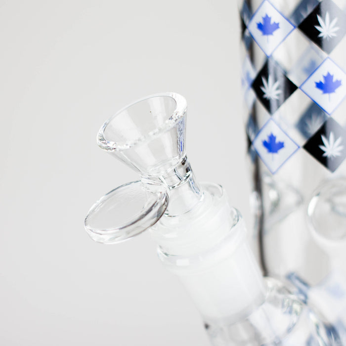 10" Color accented Staight Tube Glass Bong With Maple Leaf Design