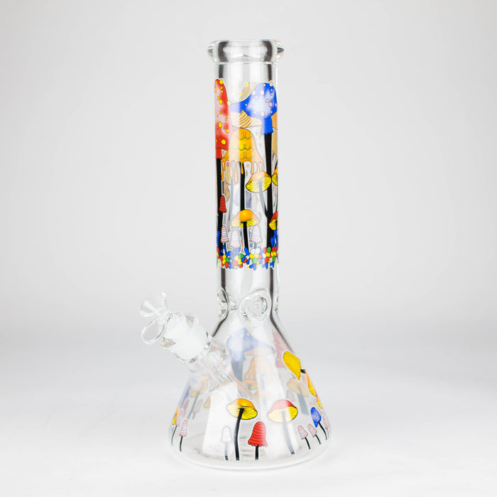 14" 7 mm Glass Bong With Magic Mushroom Design