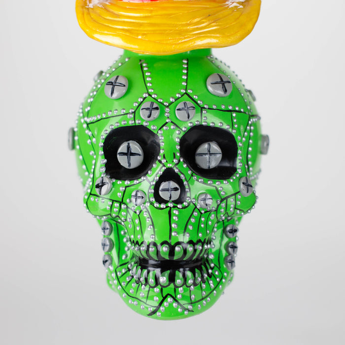 9" Wizard-Themed Sugar Skull Glass Bong [SK05]