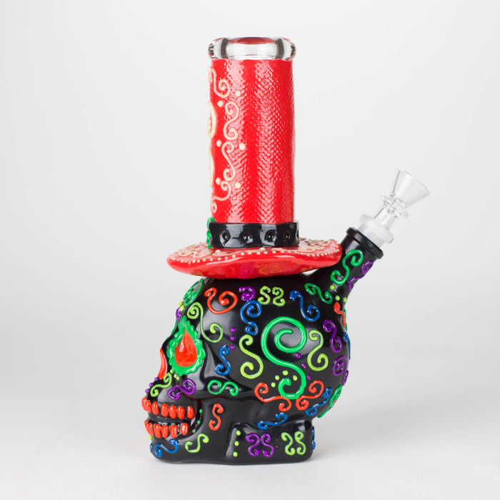 9" Wizard-Themed Sugar Skull Glow-in-the-Dark Glass Bong [SK14]