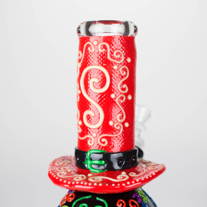 9" Wizard-Themed Sugar Skull Glow-in-the-Dark Glass Bong [SK14]