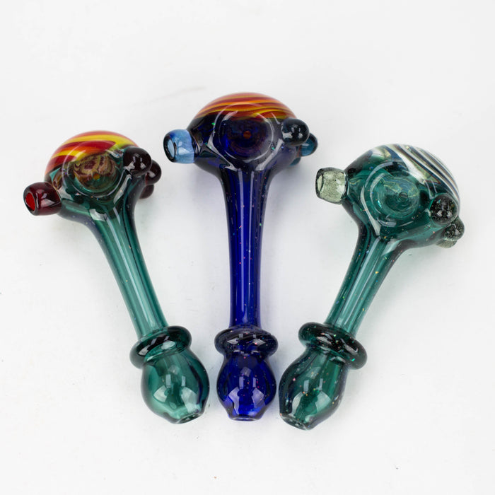 Shine Glassworks made in Canada | Crushed Opal Space fumed handpipe with spiral bowl