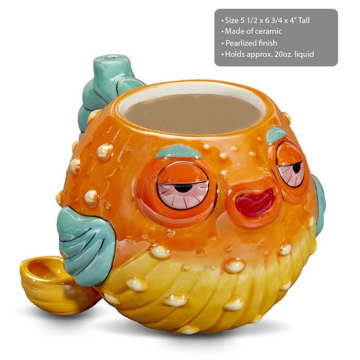 Stoned pufferfish mug pipe