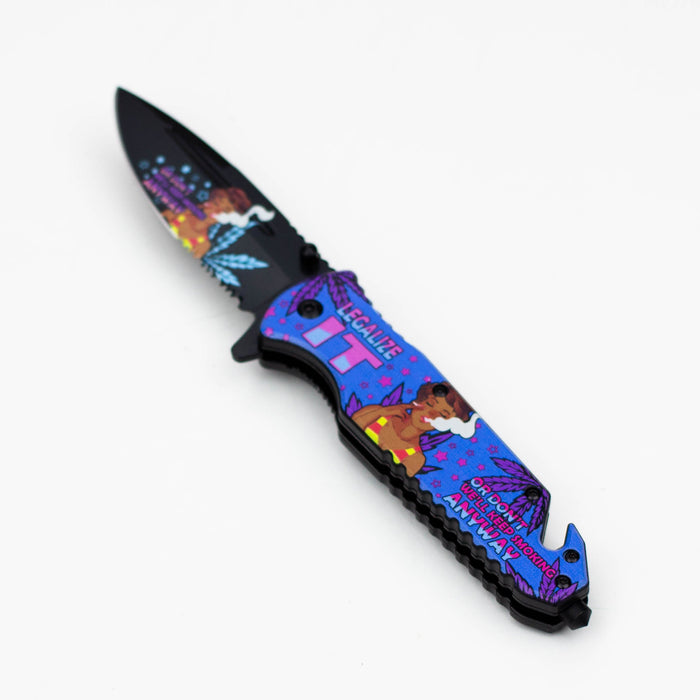 8.5" Lady Design - Folding Knife W/ Belt Cutte