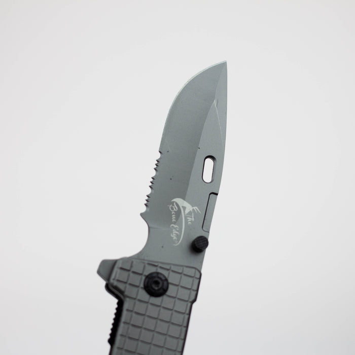 9" The Bone  Edge Grey Folding Knife with Belt Clip