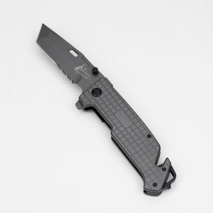 9" The Bone  Edge Grey Folding Knife with Belt Clip