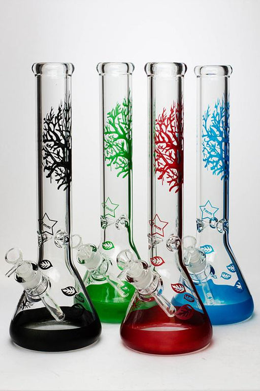 15.5" Tree of Life 7mm classic beaker glass bong- - One Wholesale